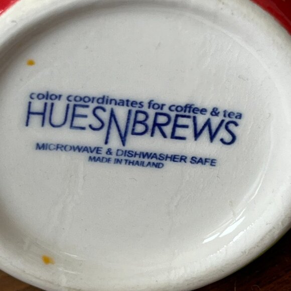 Hues N Brews Floral Mug Abstract Coffee Cup Red Brown Green Blue Orange Thailand - Picture 8 of 8